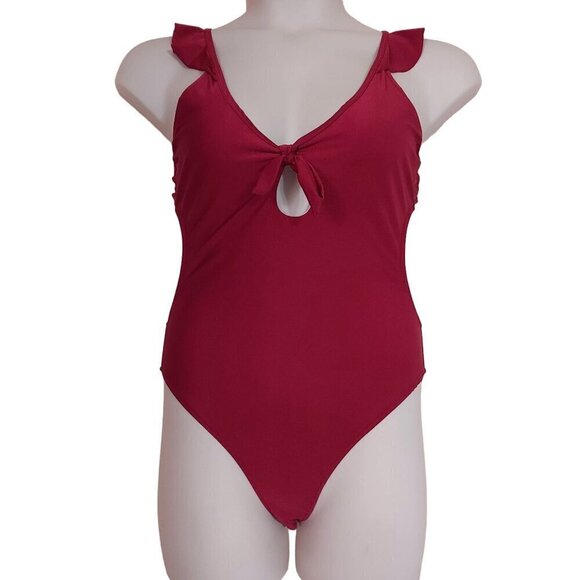 Cupshe Women's High Cut Ruffle Strap One-Piece Swimsuit - Picture 1 of 10